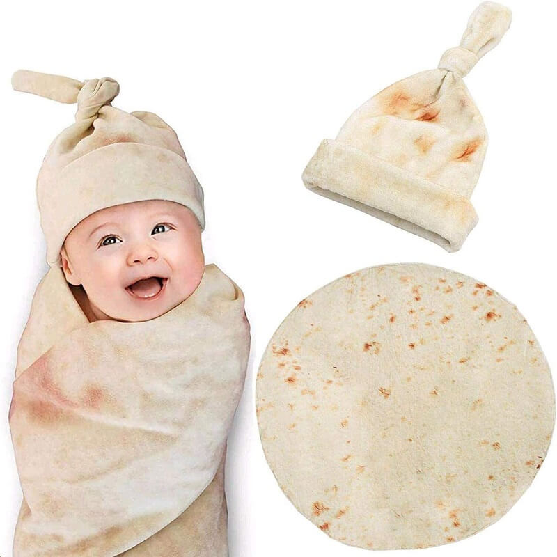 Burrito Swaddle Blanket for Baby with Hat